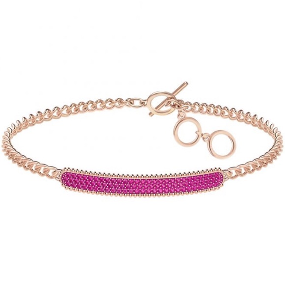 Swarovski locket bracelet, pink, rose gold plating. - Picture 2 of 5